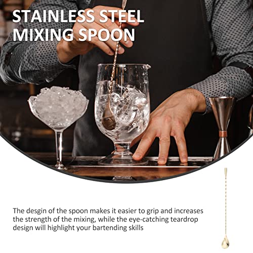 HEMOTON Metalen Opscheplepels Bar Cocktail Mixing Spoon Spiral Design Handgreep Roestvrijstalen Lepelbalkaccessoires Voor Roerende Gelaagdheid Blending Gold Ploated Roestvrijstalen Lepels - Image 8