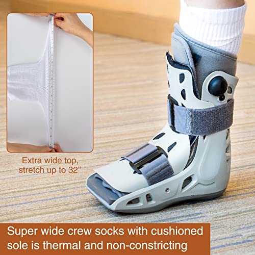Extra Wide Mid Calves Socks Walking Boot Replacement Socks Medical Liner For Orthopedic Brace Shoe Under Air Cam Walkers&Fracture Boot Casts #TOP3