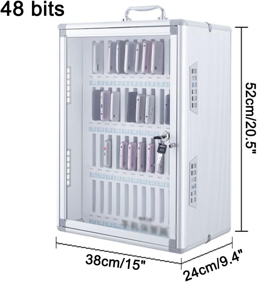 Aluminum Alloy Storage Cabinet for Cell Phones, Cell Phones Holder Storage Box, Wall-Mounted with A Locked Can Be Carried By Hand (48)
