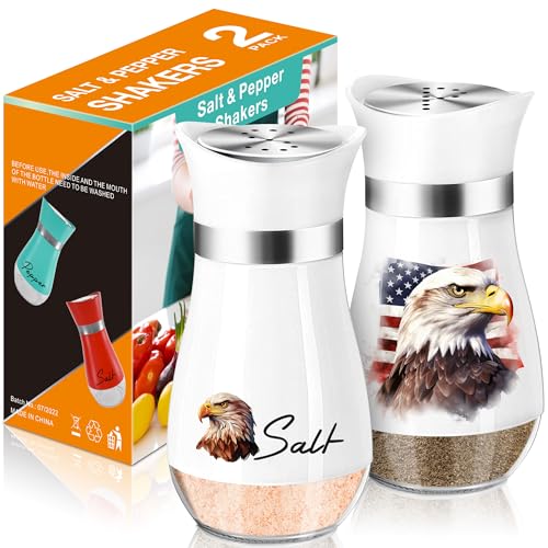 Salt and Pepper Shakers Set,4 oz Glass Bottom Salt...