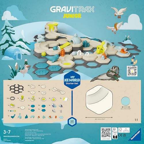Ravensburger GraviTrax Junior Starter-Set L Ice 27060 - Murmelbahn überwiegend aus nachwachsenden Rohstoffen mit Themenwelten, Lern- und Konstruktionsspielzeug für Jungs und Mädchen ab 3 Jahren