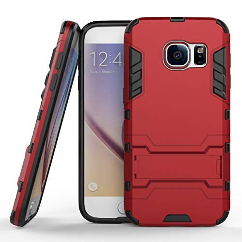 Samsung Galaxy S7 Hülle,Stoßfest Etui Hülle für Samsung Galaxy S7 Case, MHHQ 2 in 1 (TPU Series) Dual Layer Handyhülle Drop Resistance Handys Schutz Hülle mit Ständer für Samsung Galaxy s7 (Red)