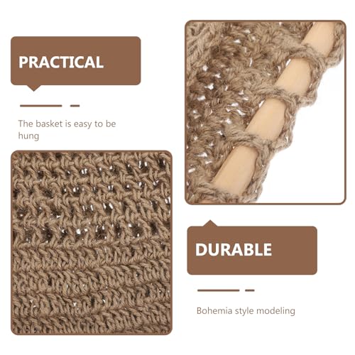 Cesta colgante tejida de planta marrón LALAFINA para frutas con diseño bohemio estable de cocina 4
