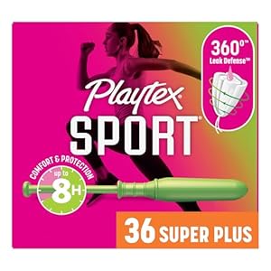 Playtex Sport Tampons Super Plus Absorbency, Fragrance-Free – 36ct | Super Plus Tampons for Women, Feminine Care, Playtex Tampon with 360 Leak Defense