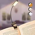 Gritin 9 LED Rechargeable Book Light for Reading in Bed - Eye Caring 3 Color Temperatures,Stepless Dimming Brightness,80 Hrs Runtime Small Lightweight Clip On Book Reading Light for Studying