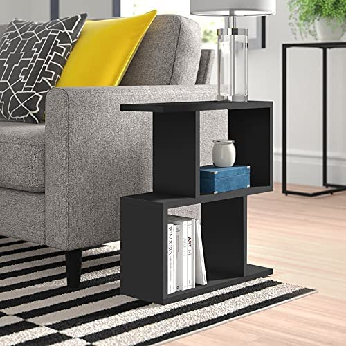 Heera Moti Corporation ZL Side Table, End Table, Black Pre-Laminated Board
