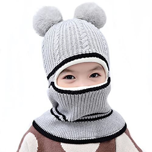Toddler Winter Hat, Baby Winter Hat, Unisex Infant Toddler Kids Hat Scarf Set Knitted Girls Boys Winter Hat, Kids Baby Winter Hat Scarf Earflap Hood Skull Caps Beanie (Black)