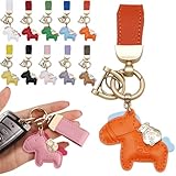 [リブラー] 馬と蹄鉄 キーホルダー 開運 うま 皮革 バッグチャーム 2026年 干支 午年 キーリング 車のキーホルダー おしゃれ 吊り下げ キャリーケース 縁起物 ギフト 財布 キーチェーン 年賀状 アクセサリー プレゼント (オレンジ)