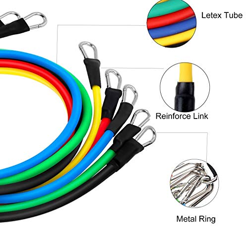 Aleath Resistance Band Set, Medium Resistance Band Including 5 Stackable Exercise Bands with Door Anchor,Ankle Straps,Home Workouts,Yoga