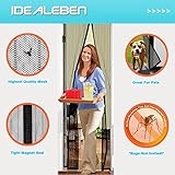 Idealeben Cortina mosquitera puerta - Adhesivo velcro cortinas mosquiteras para fijar puertas anti-mosquitos magnéticos 110 x 210 cm (Negra)