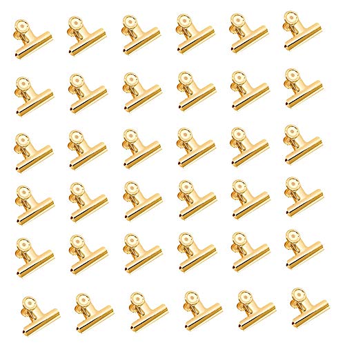 Foldback Klammern 36 Stück Papierklammern Büroklammern Kleiner Binder Clip für Tags Taschen, Geschäfte, Büro und Küche zu Hause(Gold, 22mm)
