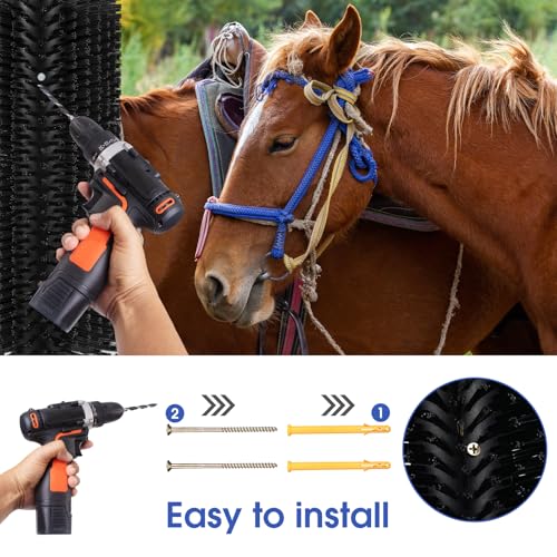 Teenyyou 2 peças de escova preta para arranhões de gado 40 x 19 cm, massageador de cavalos para aliv