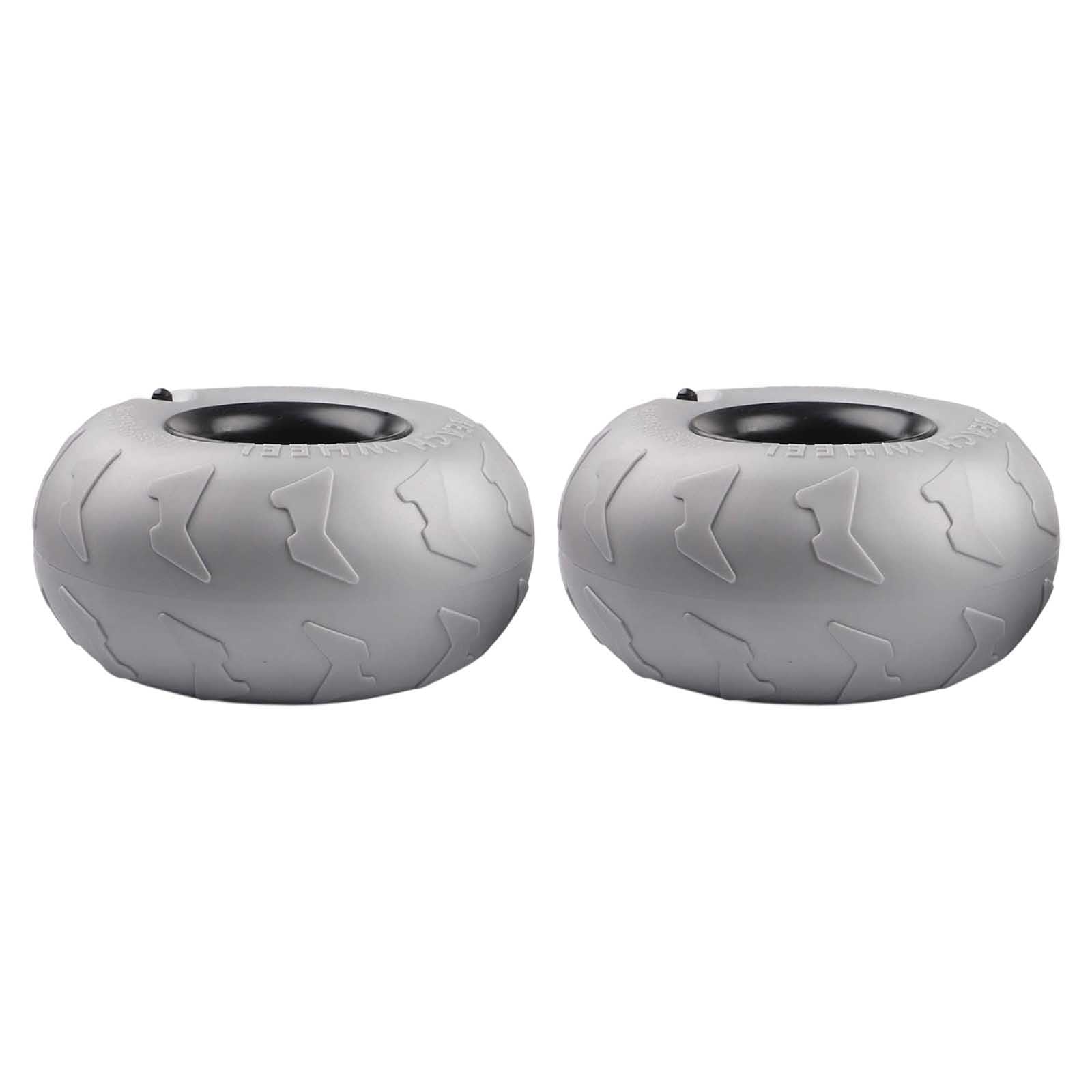 Lot de 2 roues de rechange pour chariot de plage 205 x 115 x 125 mm en PVC pour ballons, kayak, chariot de camping, gris