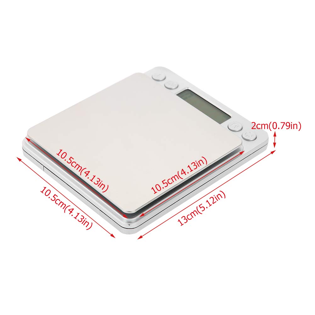 Digitale Küchenwaage, Briefwaage, Haushaltswaage, Feinwaage mit Tare-Funktion mit LCD-Display Edelstahl Plattform zum Messen von Lebensmittel Schmuck Küchenwaage(3kg/0.1g)