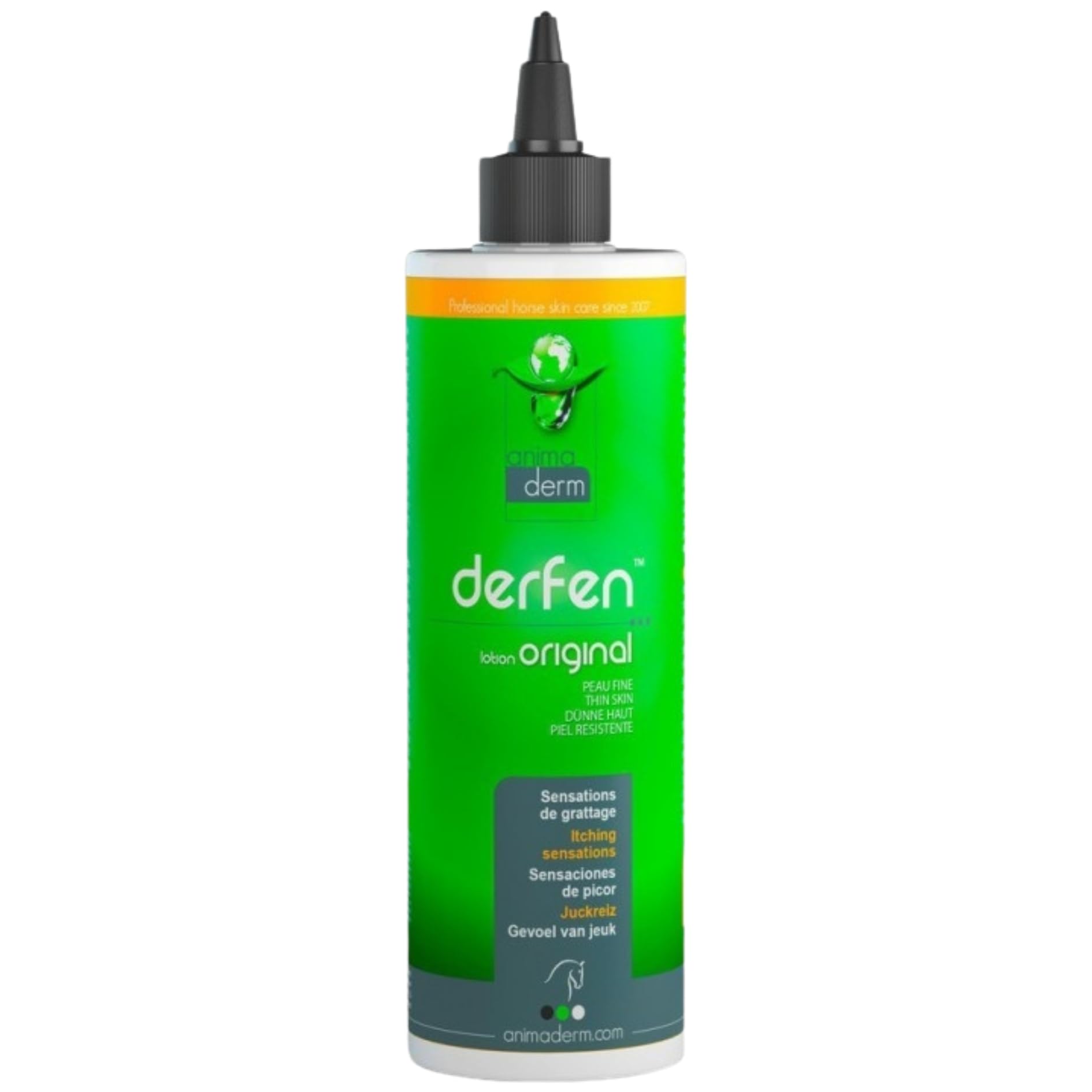 RL24 Animaderm - Derfen Original Lotion – Hautpflege für empfindliche Pferdehaut – Hautlotion für Sommerdermatitis – bei gereizter Haut & Juckreiz – Pferdepflege – 1 x 250 ml