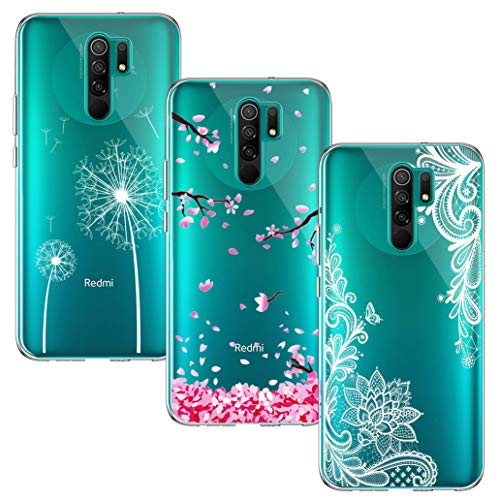 Yoowei [3-Pack] Funda Compatible con Xiaomi Redmi 9, Transparente con Dibujos Ultra...
