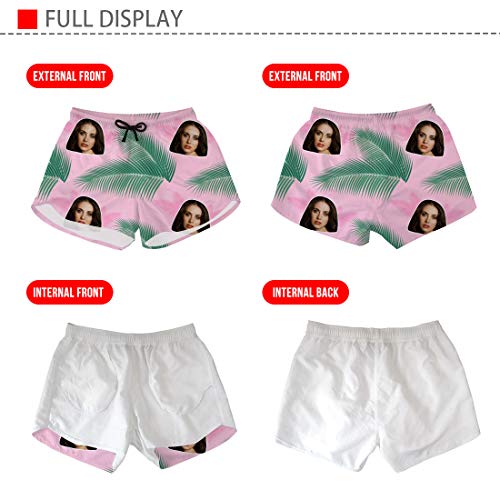 Custom Women Swim Causl Shorts Drawstring Surf Beach Boardshorts Women Boyfriend Husband Face with Photo for Women4