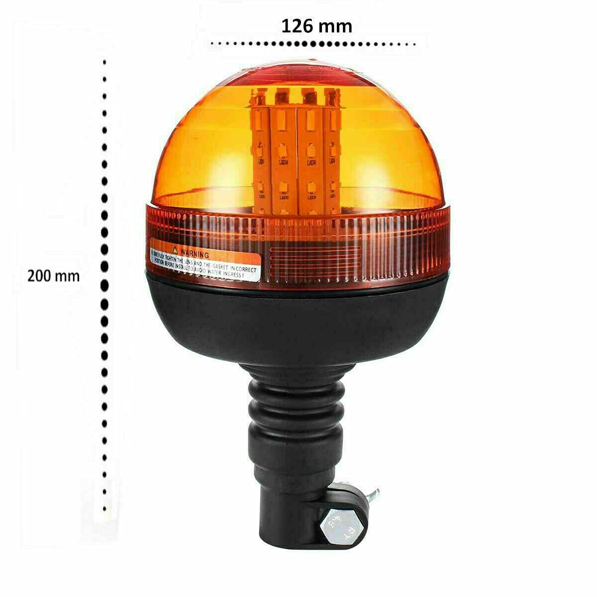 Coppia 40 LED Arancio Rotante E9 12-24V IP56 Omologato Base Flessibile Lampeggiante LED Trattore