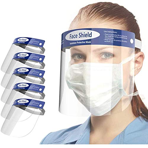 5 peças de proteção facial reutilizável, protetor de rosto de plá...