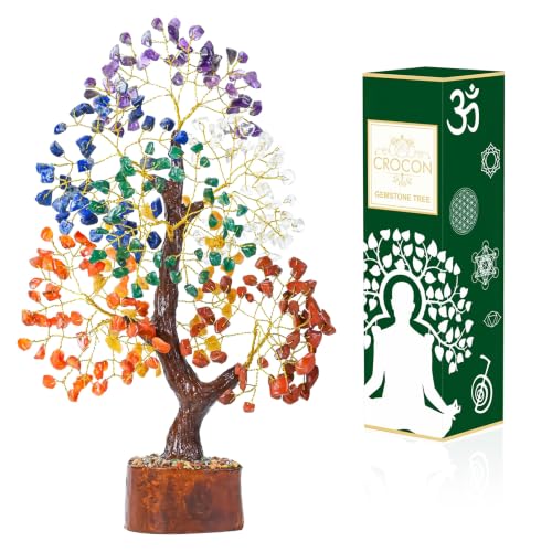 Image of Crocon Crystal Tree of Life 7 Chakra Healing Crystal Trees, Birthday Gifts Women, Sister & Mom | Home Decor, Gemstone Trees for Positive Energy, Good Luck Office Desk Decor, Housewarming Gift Home