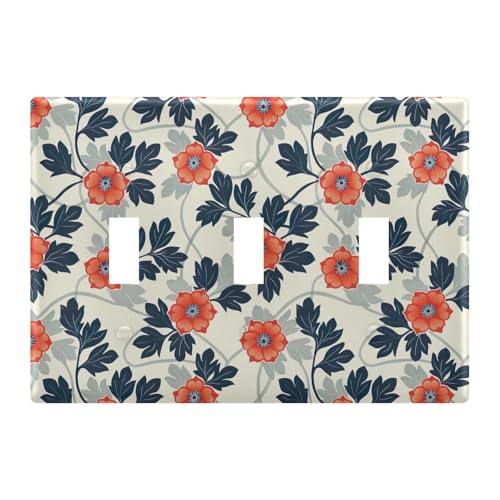 Light Switch Cover Pink Flowers Floral Wall Plates for Electrical Outlets 3 Gang 202b5342