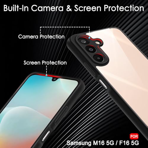 Image of TheGiftKart Hybrid Shockproof Back Cover Case for Samsung Galaxy M16 5G / F16 5G | Hard Back Case Cover for Samsung Galaxy M16 5G / F16 5G (PC & TPU, Transparent Clear Back, Black Sides)