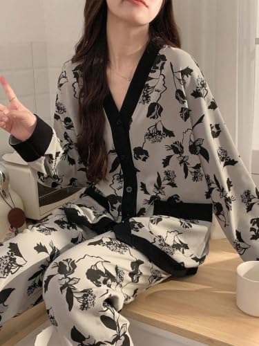 Image of LITZO Womens Korean Night Dress || Pyjama Set ||Korean Nightsuit || Women Nightwear ||Round Neck Half Sleeve Nightsuit || Loungewear || Everyday Nightdress (L-228-233)