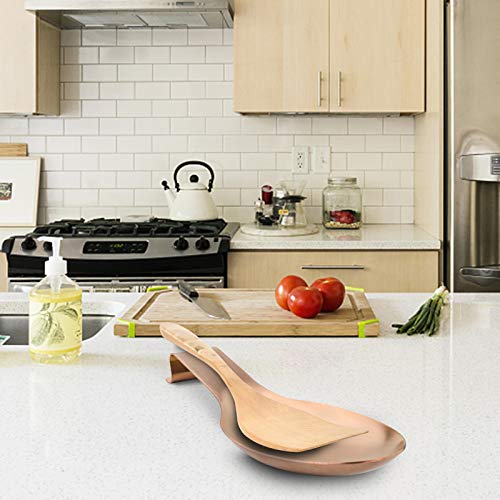 Image of VanlonPro Stainless Steel Spoon Rest, Spatula Ladle Holder, Stainless Steel Utensil Spoon Rest Holder, Brushed Finish, Dishwasher Safe 9.8 x 3.7 Inch (Rose Gold 1PC)