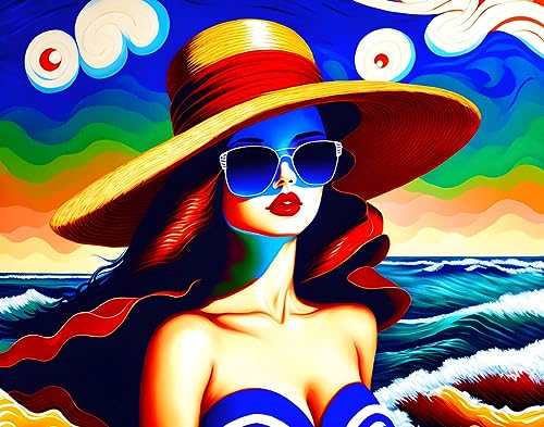 Toile sensuelle divine élégante fille au grand chapeau pour une décoration premium