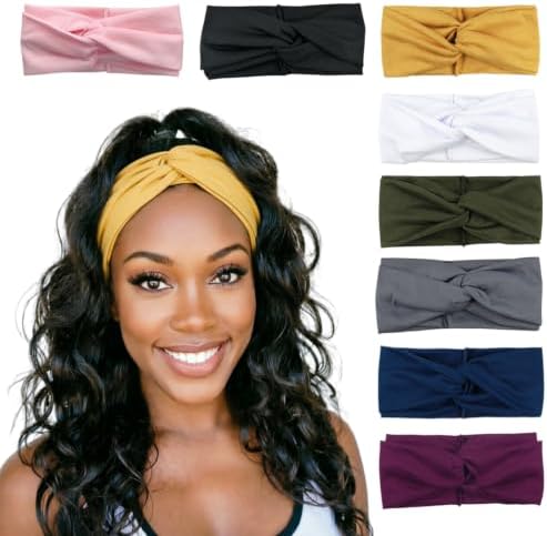 DRESHOW 8 Pack Headbands for Women Vintage Headwraps Wide Turban ...