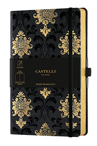 Castelli Milano Copper &Amp; Gold Baroque Gold - Cuaderno De 13 X 21 Cm Con Tapa Dura De Color Negro, 240 Páginas