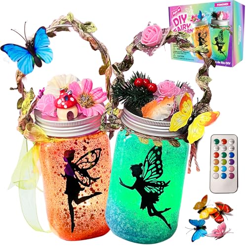FOMOMDI DIY Fairies in a Jar, Color Changing Fairy Lantern Night Light Kit with Remote Control, Kids Girls Birthday Holiday Gifts Activities Arts Crafts Toy