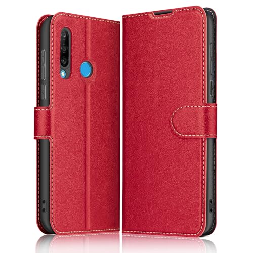 ELESNOW Cover per Huawei P30 Lite / P30 Lite New Edition, Flip Custodia in Pelle PU Premium per Huawei P30 Lite / P30 Lite New Edition (Rosso)…