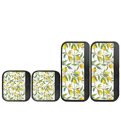 Image of Dreaweet Lemon Print Fridge Handle Covers Set of 4, Red Green Kitchen Appliance Refrigerator Door Handle Covers Handle Protector Gloves for Fridge Oven Keep Off Fingerprints, Stains, Oil