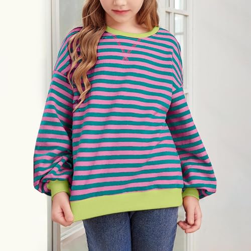 Girls Striped Pullover Toddler Girl Cotton Long Sleeve Oversized Sweatshirt Color Block Tops Fall Winter Toddler Clothes3