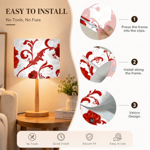 Image of Nuxovilar Lamp Shades Set of 2, 8.7 inch Top x 8.7 inch Bottom x 7.9 inch High (Spider) | Small lamp shades red floral vintage design dining room bedroom bold accent space covers (Floral)