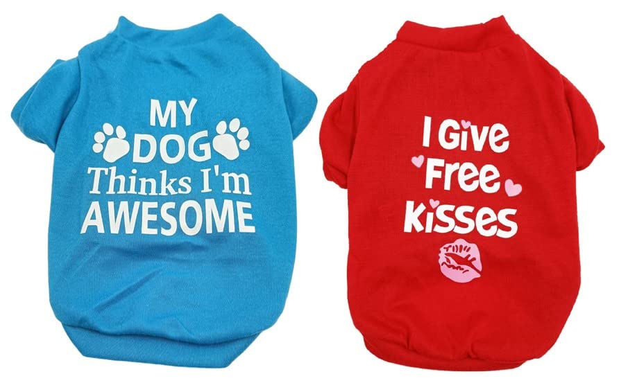KUTKUT 2 Pieces Printed Girl Puppy Shirt - Soft Breathable Pet T-Shirt Puppy Dog Clothes Soft Sweatshirt for Small Dogs and Cats (Size: L, Chest Girth 45cm, Back Length 35cm) (B0BB6X9N6D) Amazon Price History, Amazon Price Tracker