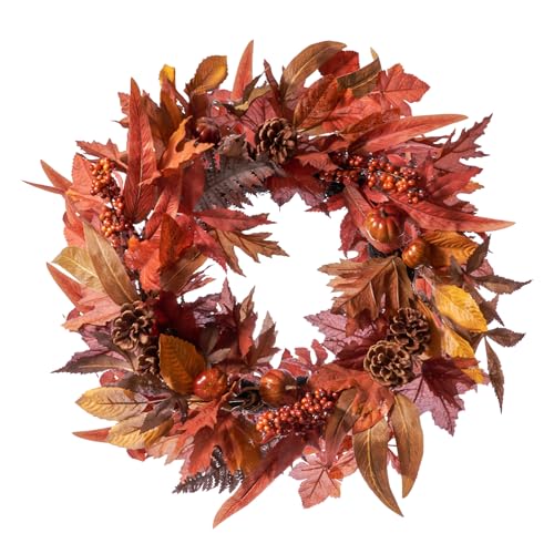 DN DECONATION 24 Inch Fall Wreaths for Front Door, Autumn Farmhouse...