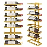 Hoctieon 8 Tier Wall Mount Wine Rack, Wall Racks for Wine Bottles Display and Storage, Hanging Bottle Organizer for Living Room, Dining Room, Wine Cellar, Bar, Gold