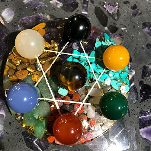 IDUTQUMW Juego de 7 Bolas de Cristal de Piedras Preciosas, especímenes de Cuarzo, Bola de Esfera de Piedra Natural, 5,9 Piedras Naturales (Color : Khaki)