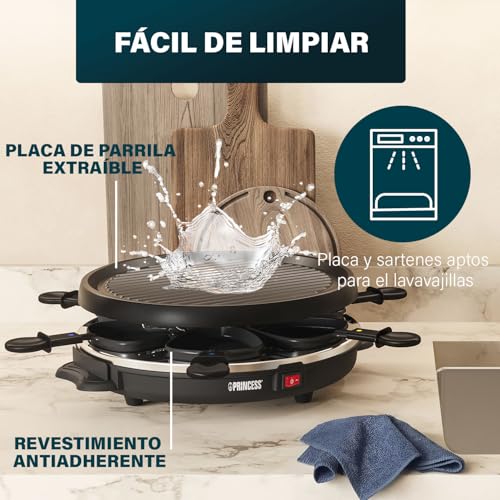 Miniatura 5 de Princess petra Electric Raclette 6 Grill Party – Raclette para 6 personas con forma redonda - 162725