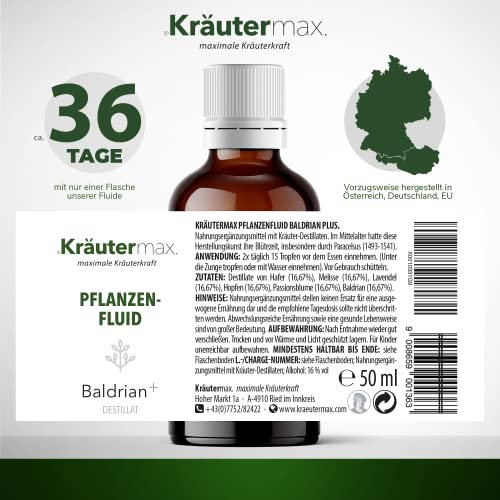 Baldrian Tropfen | Baldrian Hochdosiert mit Lavendel, Hopfen, Melisse und Passionsblume | Baldrian für die Nacht und Tag | Vegan und Natürlich 1 x 50ml