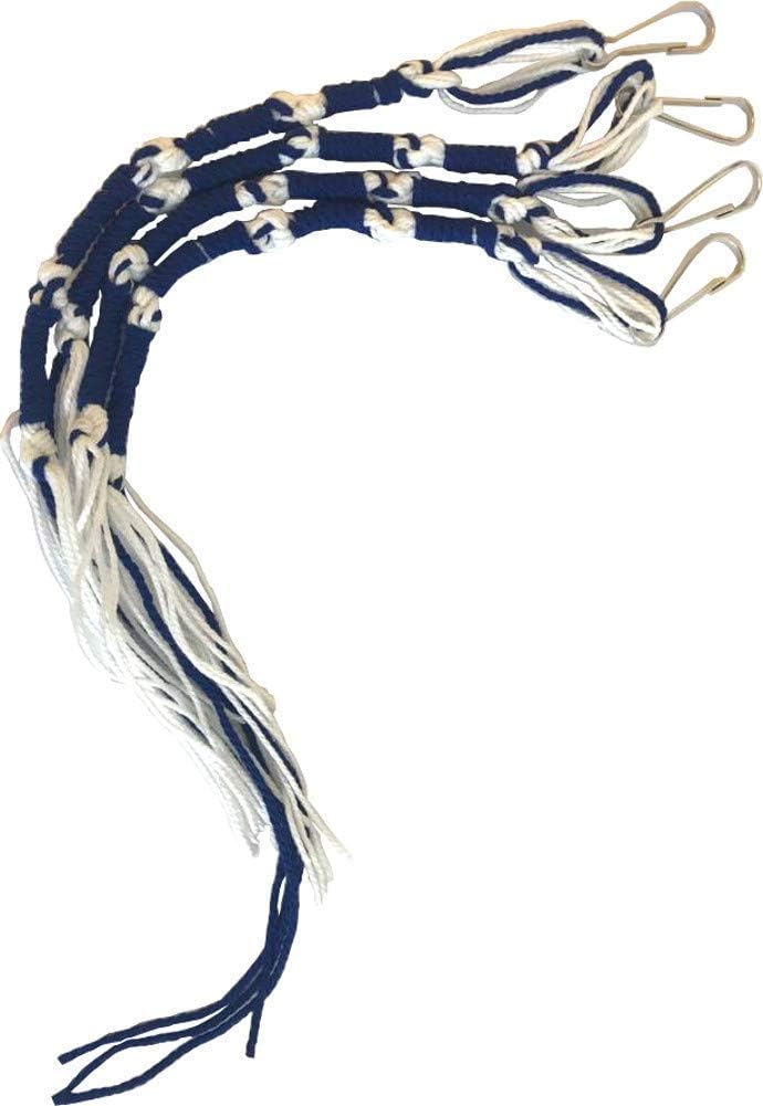 Pants/Jeans Tzitzits (Set of Four) White with Royal Blue Thread-Tassels with hanging hooks (w/Longer Blue Messiah Thread)