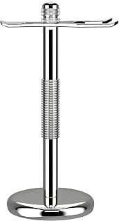 GRUTTI Soporte de Afeitado 2-en-1 - Soporte para Maquinilla/Brocha de Metal Cromado