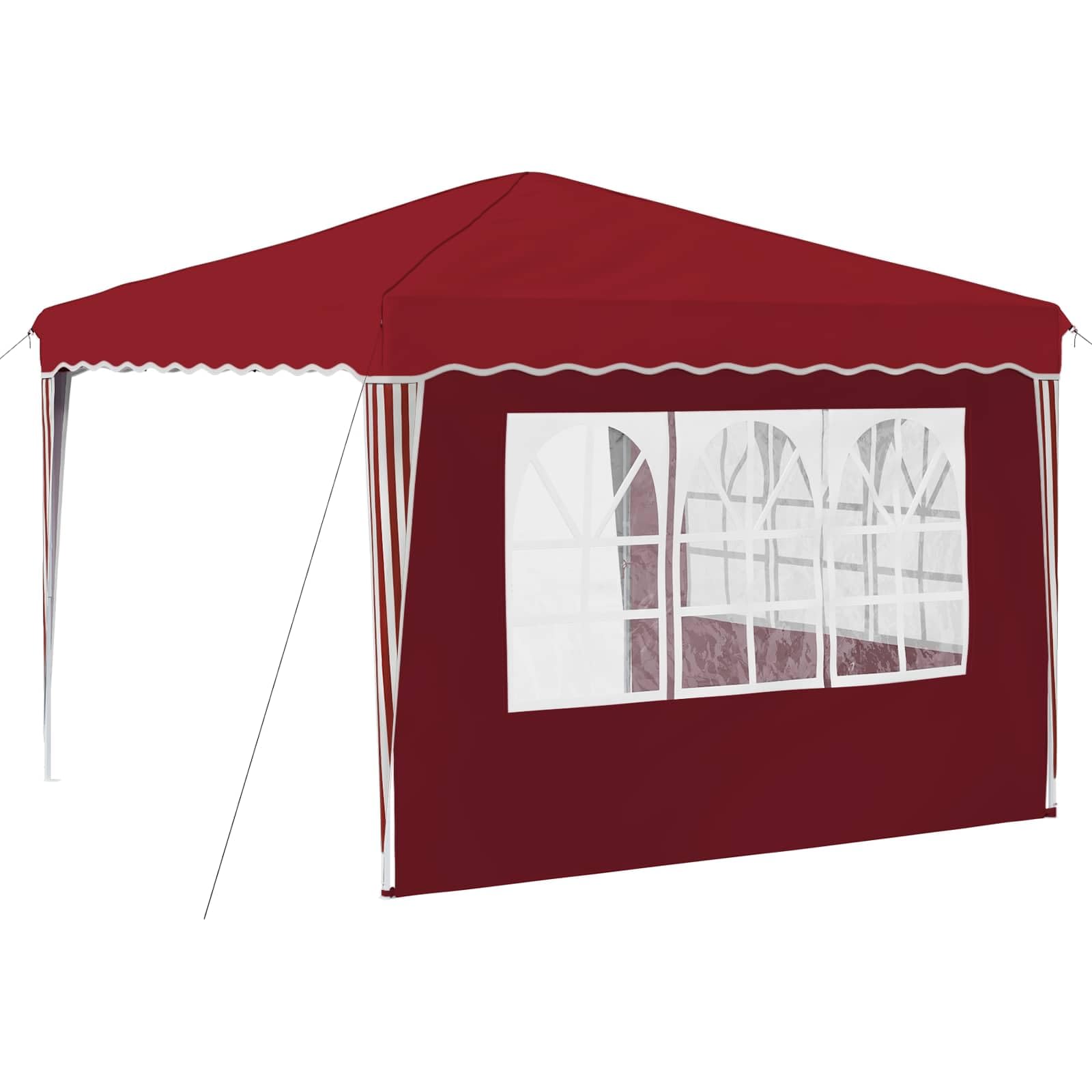 Gazebo Pop-Up 288x288 cm Tenda Pieghevole da Giardino Borgogna | Struttura in acciaio per eventi all'aperto, regolabile su 3 altezze e facile da montare in giardino o patio.