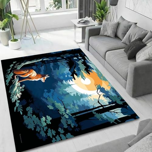 Moquette douce renard 3D 140 x 200 cm avec support caoutchouc antidérapant - 3