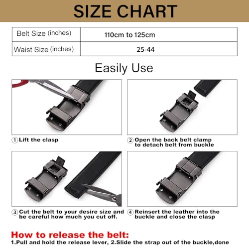 Automatic Ratchet Leather Belt – Adjustable Genuine Leather with Alloy Buckle for All Ocations Dress, Cut to Fit3