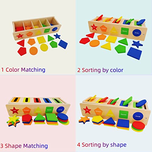 Lapangzi Montessori Toys For 2 Year Old Wooden Shape Sorter Color Matching Toys-Learning Sorting Toys For Toddlers,Fine Motor Skill Toys,Early Educational Toy Gift For 1 2 3 Year Old Boy Girl #TOP2