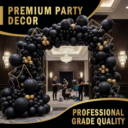 Image of Pro Duralatex Black Extra-Thick Balloons 100 Pack 12 inch | Black Balloons for Long-Lasting Professional Party Decorations, Large New Year Birthday Graduation Wedding Anniversary