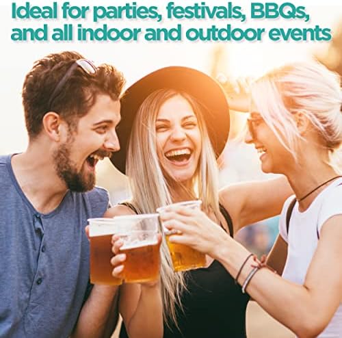 Beths Kitchen Plastic Cups  Pack of 50. Strong, Heavy Duty, Clear Disposable Glasses, Perfect for Pubs, Parties & Picnics, & for Drinking Beer, Juices, & Water (Half-Pint (300ml))